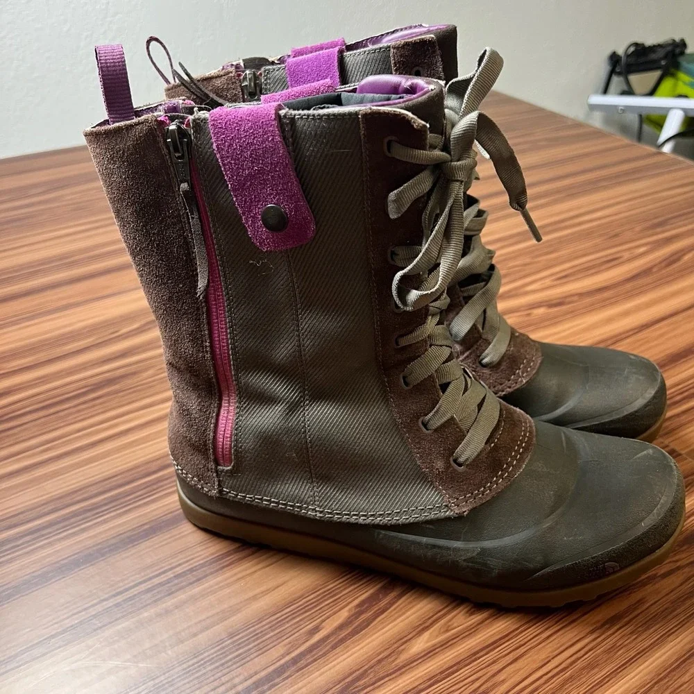 The North Face Heatseeker Boots Womens 9 Brown Purple Insulated Snow Duck Boots
